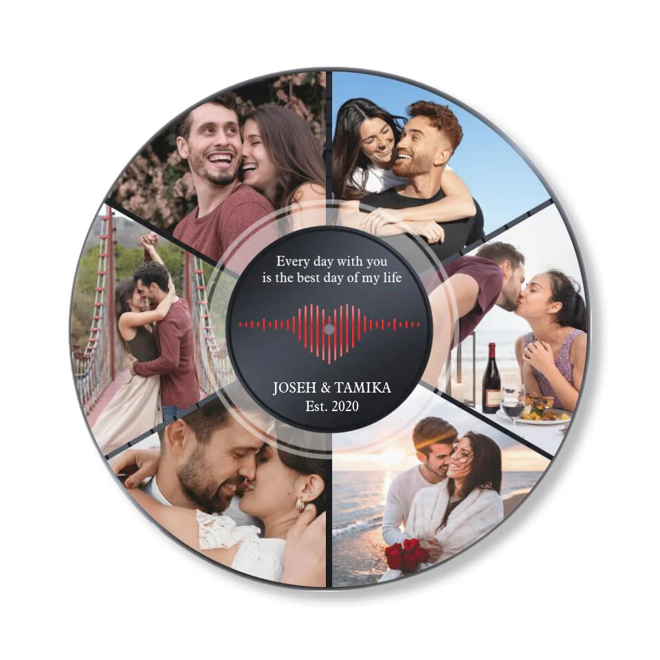 Couple Wooden Sign Every Day With You Is The Best, Personalized Round Wooden Sign, Anniversary Gifts For Couple - Image 4