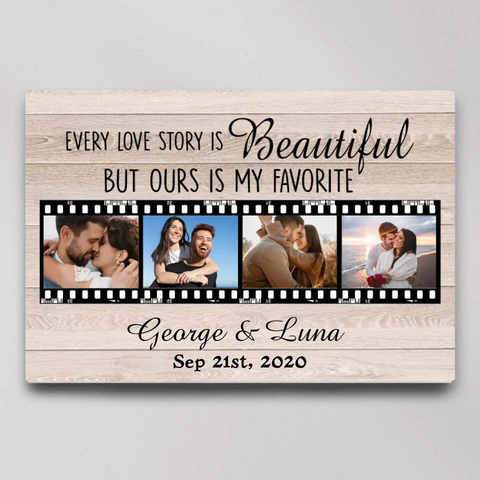 Every Love Story Is Beautiful Custom Canvas Poster Anniversary Gift For Couples - Image 2