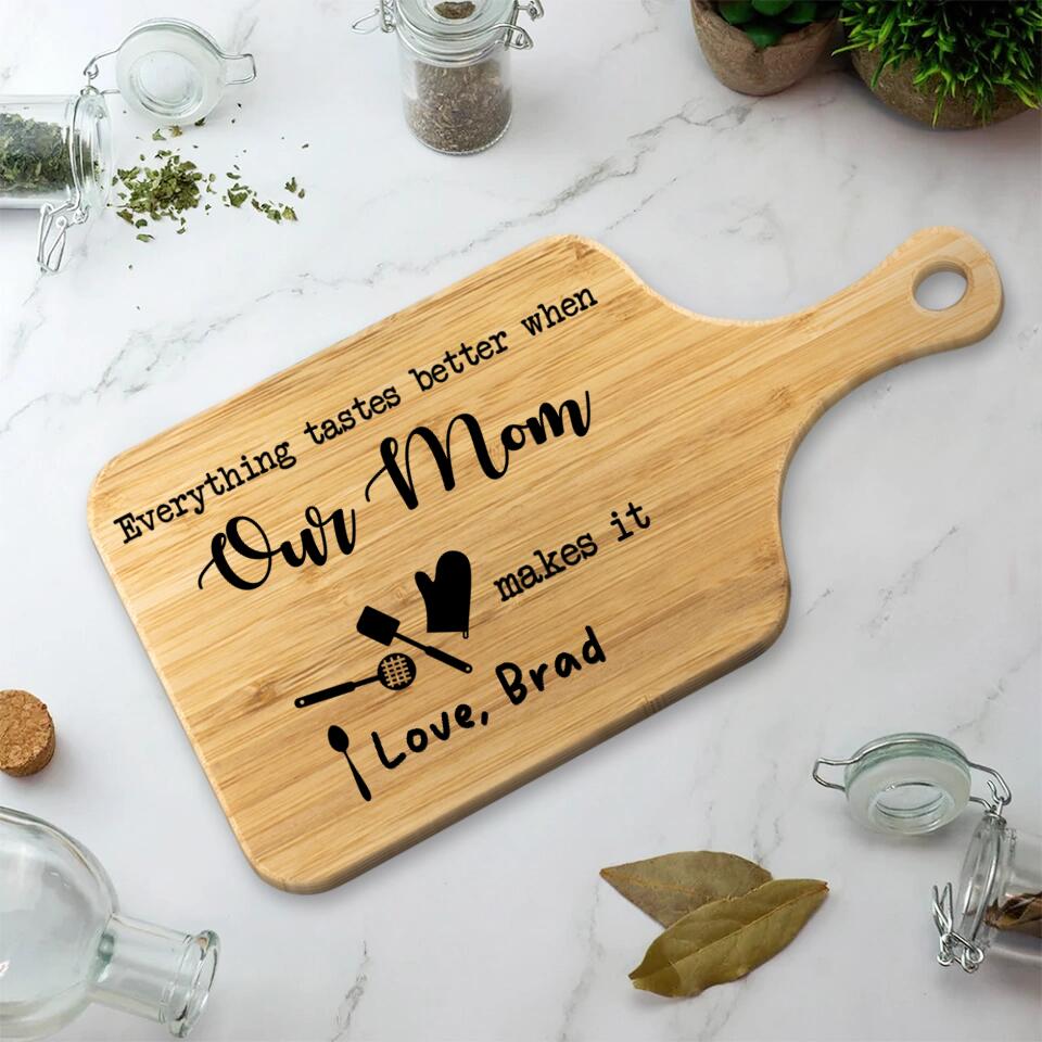 Everything Tastes Better Personalized Wooden Cutting Board - Image 3