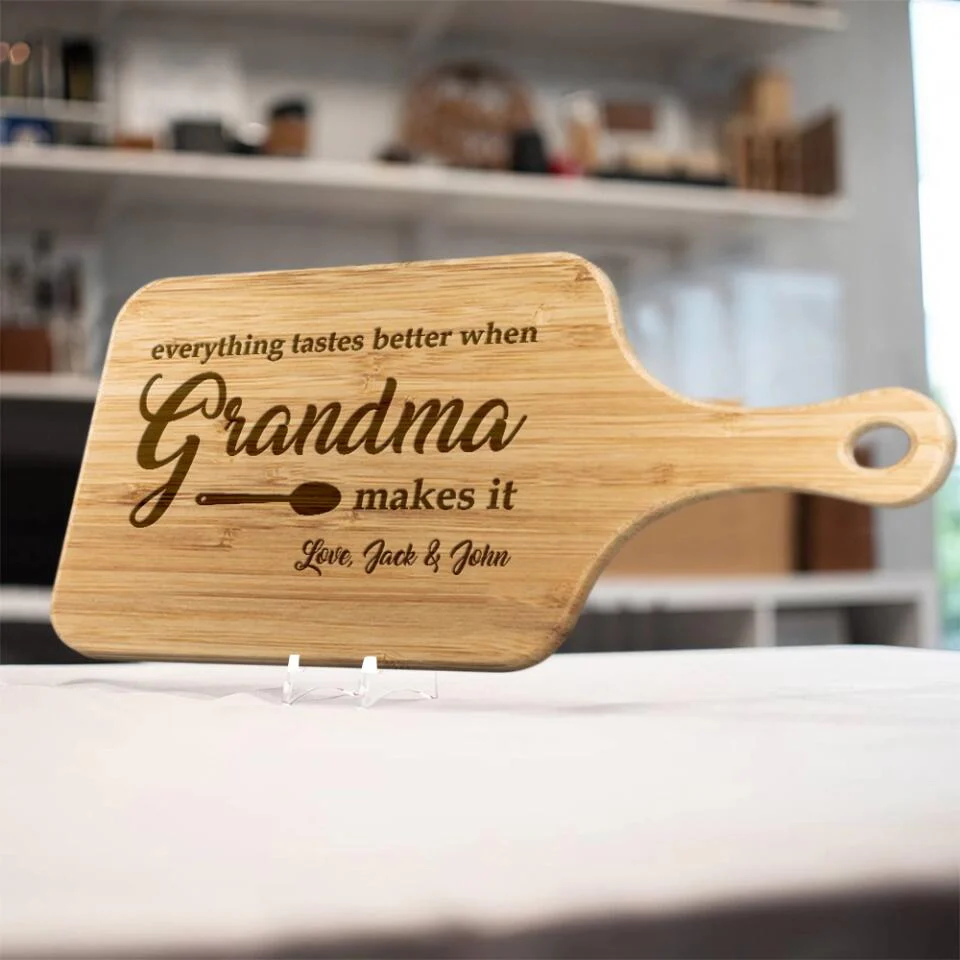 Everything Tastes Better When Grandma Grandpa Makes It Custom Wood Cutting Board Christmas Gift - Image 4