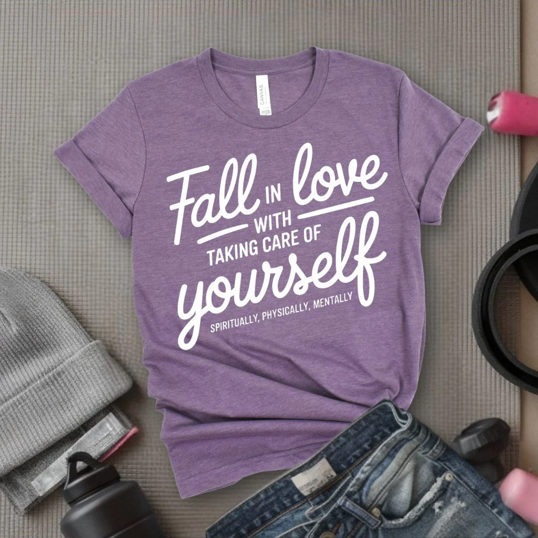 Falling in Love with Taking Care of Yourself Spiritually Physically Mentally - Feminist T-Shirt - Women Empowerment Tee - Bella Canvas 3001 - Image 2