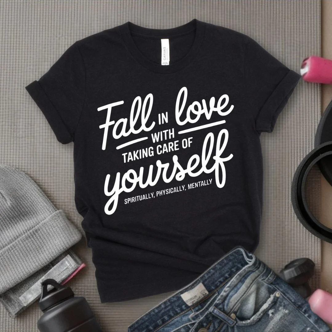 Falling in Love with Taking Care of Yourself Spiritually Physically Mentally - Feminist T-Shirt - Women Empowerment Tee - Bella Canvas 3001 - Image 5