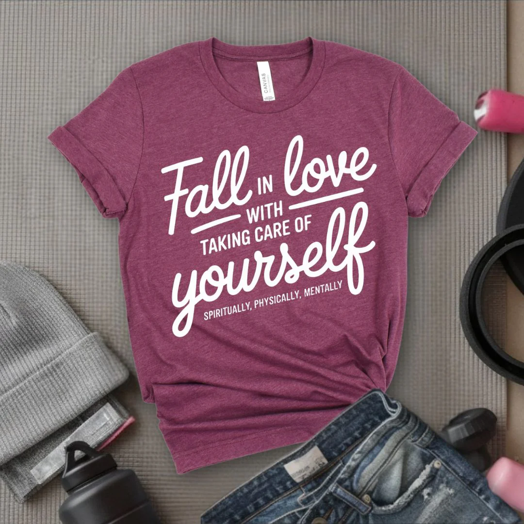 Falling in Love with Taking Care of Yourself Spiritually Physically Mentally - Feminist T-Shirt - Women Empowerment Tee - Bella Canvas 3001 - Image 8