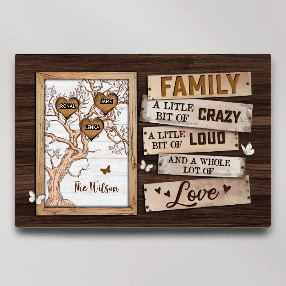 Family A Little Bit Of Crazy Loud And Love - Custom Canvas Poster - Housewarming Gift - Anniversary Gift For Parents - Image 3