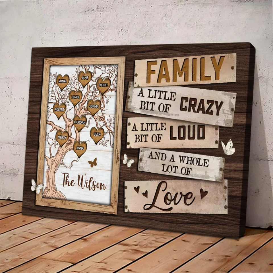 Family A Little Bit Of Crazy Loud And Love - Custom Canvas Poster - Housewarming Gift - Anniversary Gift For Parents - Image 4