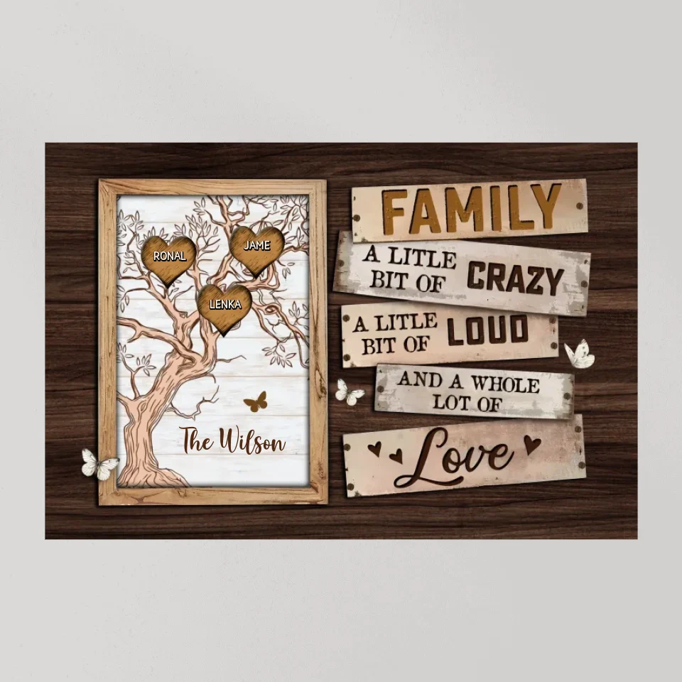 Family A Little Bit Of Crazy Loud And Love - Custom Canvas Poster - Housewarming Gift - Anniversary Gift For Parents - Image 7
