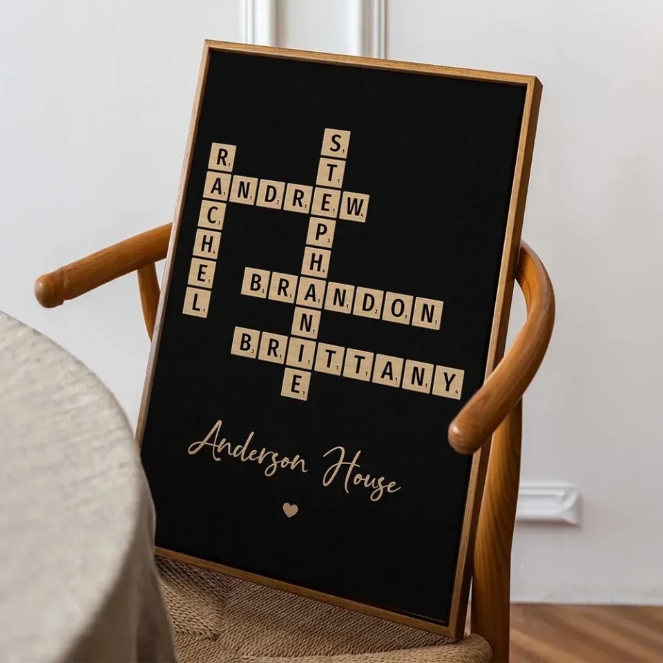 Family Crossword Art - Created In A Moment, Treasured Forever Personalized Poster - Housewarming Gifts
