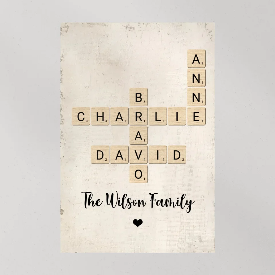Family Crossword Art - Created In A Moment, Treasured Forever Personalized Poster - Housewarming Gifts - Image 23