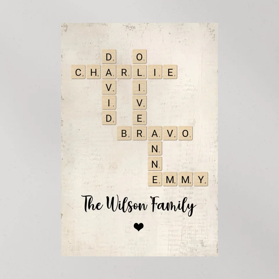 Family Crossword Art - Created In A Moment, Treasured Forever Personalized Poster - Housewarming Gifts - Image 26