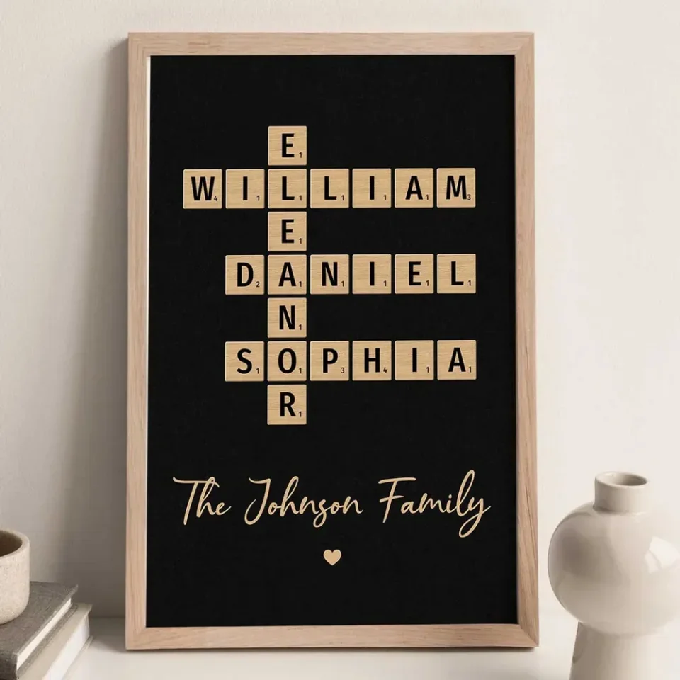 Family Crossword Art - Created In A Moment, Treasured Forever Personalized Poster - Housewarming Gifts - Image 30
