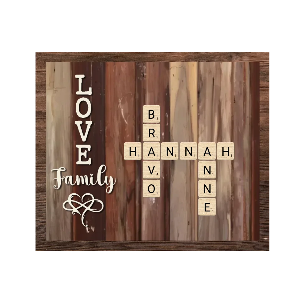 Family Crossword Puzzle - Personalized 2 Layered Wooden Sign for Desk - Family Unity Gift - Image 2