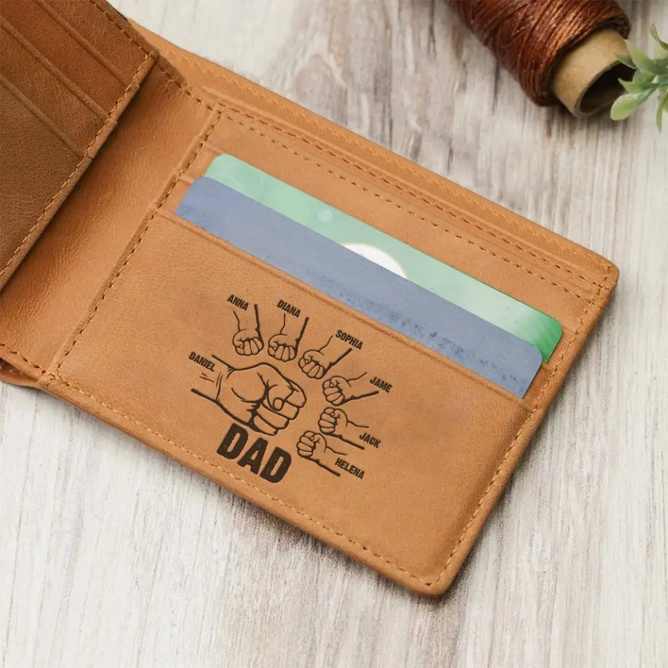 Family Fist Personalized Engraved Wallet Gift For Dad - Image 4