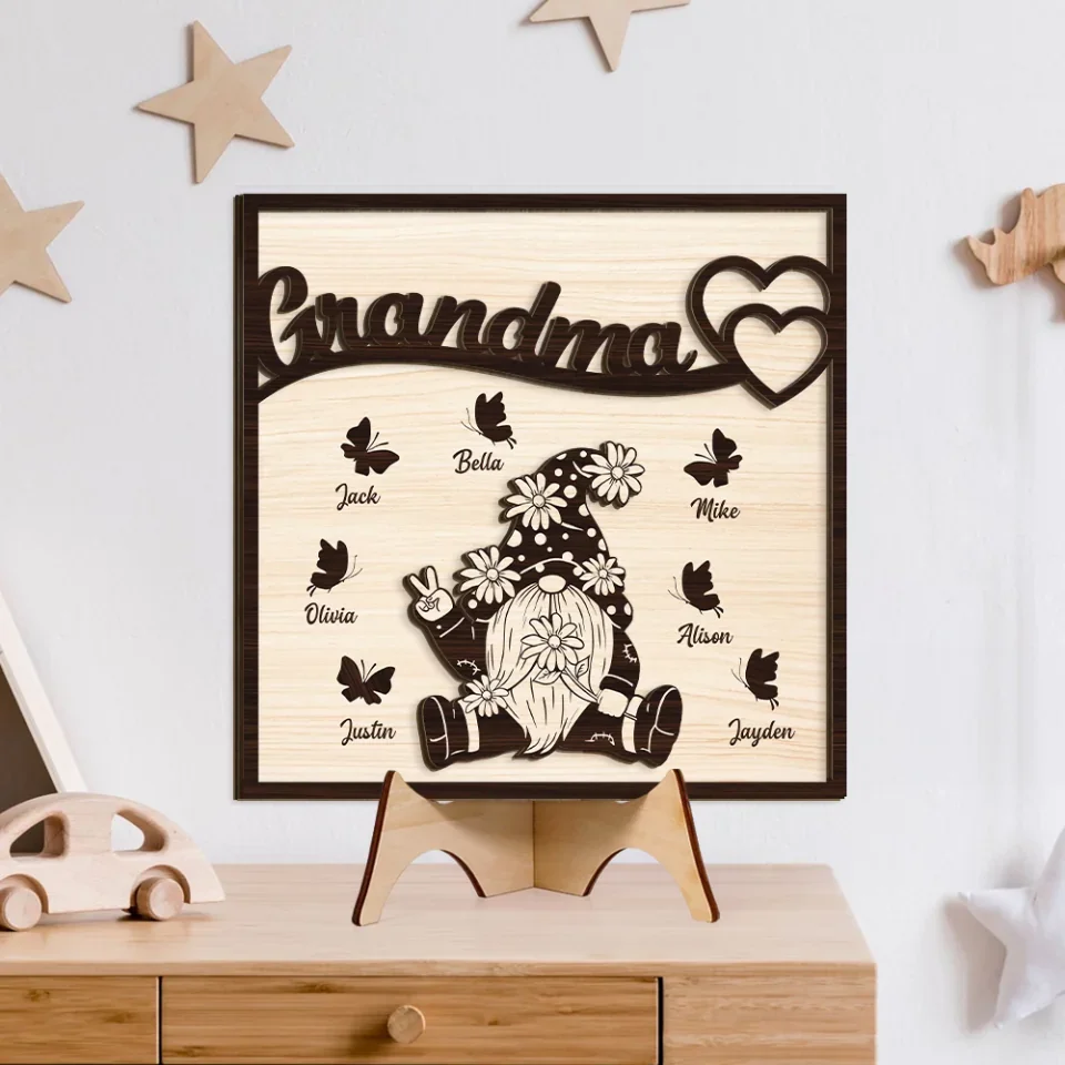 Family Of Gnomes - Custom 2 Layer Piece - Christmas Gift For Grandma For Mom - Image 6