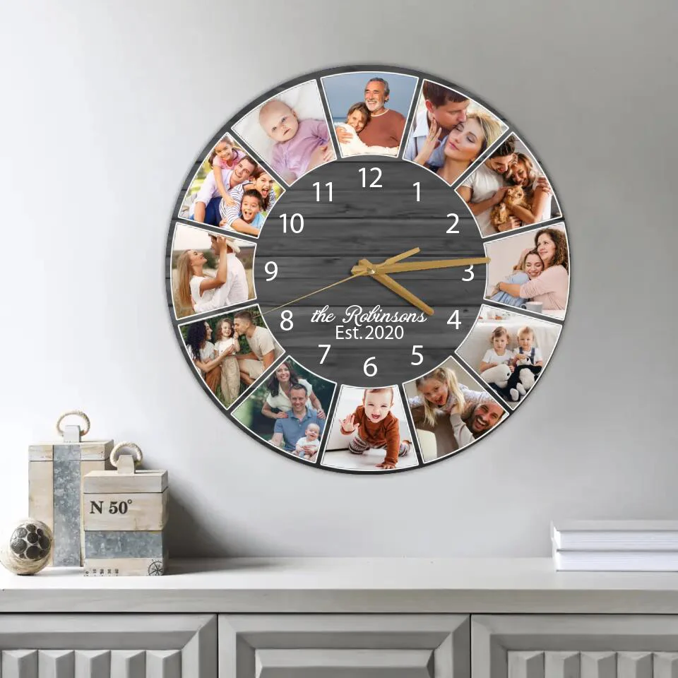 Family Photo Collage - Best Housewarming Presents - Custom Wall Clock - Anniversary Gifts - Image 3