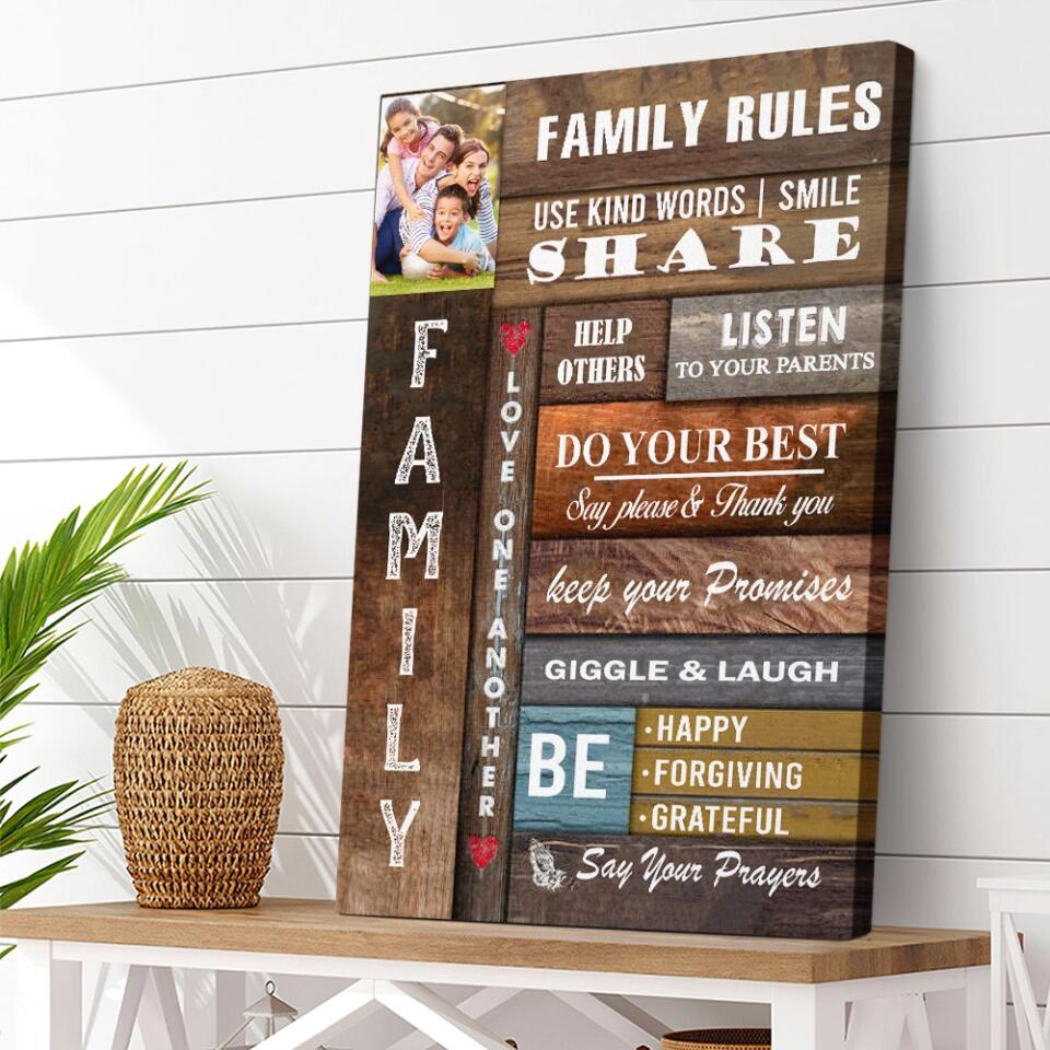 Family Rules Wall Art Custom Canvas Poster Christmas Gift For Family - Image 4