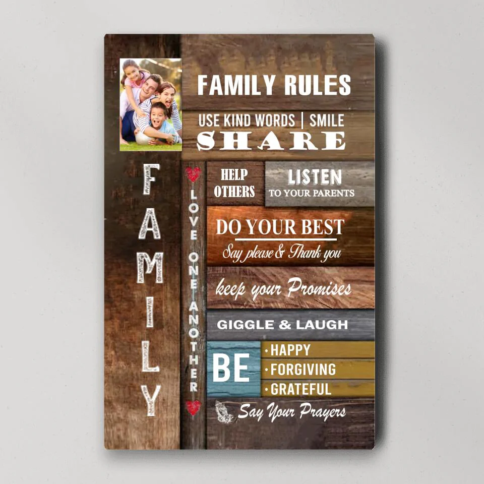 Family Rules Wall Art Custom Canvas Poster Christmas Gift For Family - Image 5