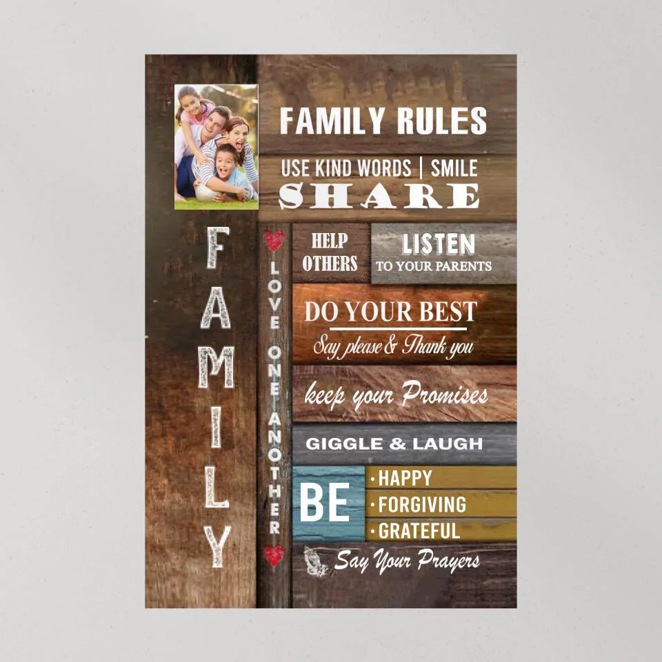 Family Rules Wall Art Custom Canvas Poster Christmas Gift For Family - Image 6