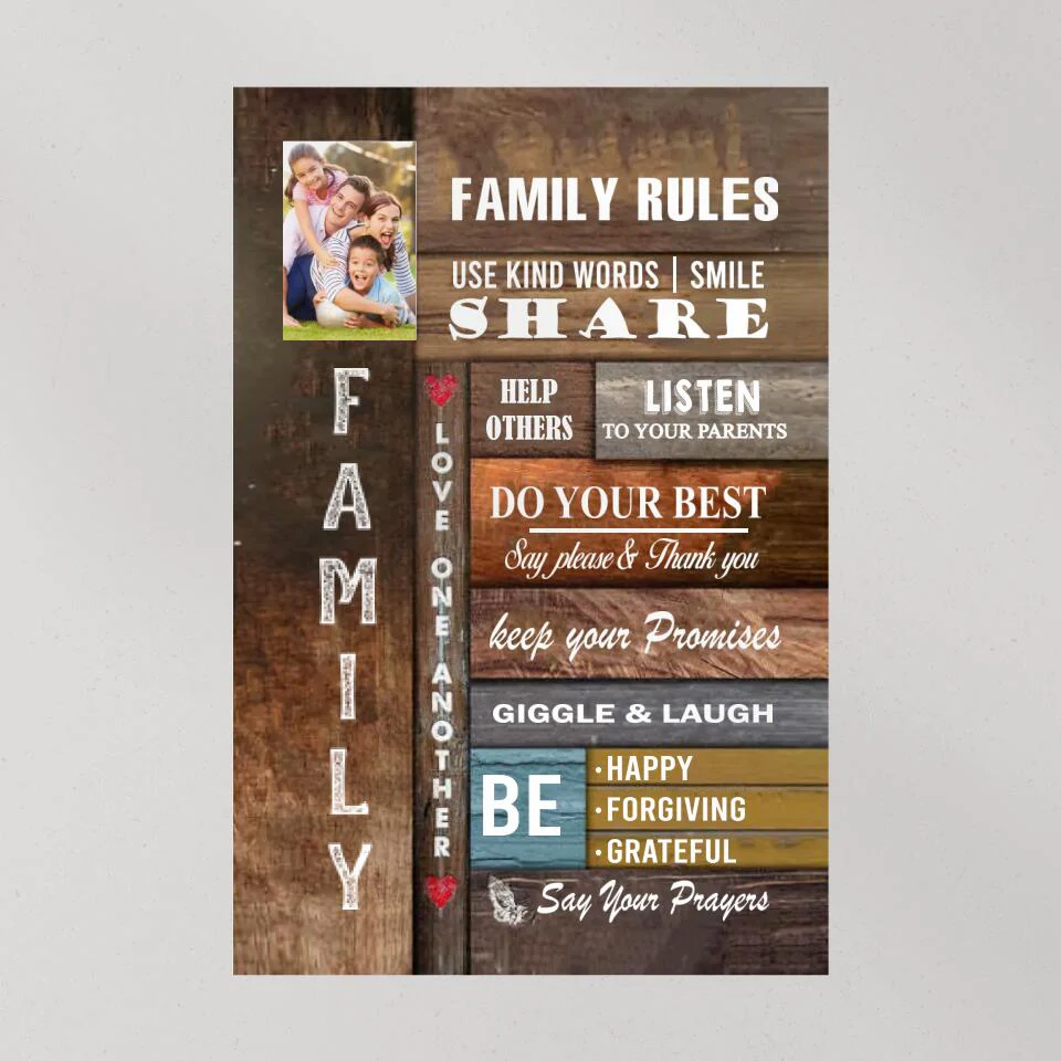 Family Rules Wall Art Custom Canvas Poster Christmas Gift For Family - Image 7