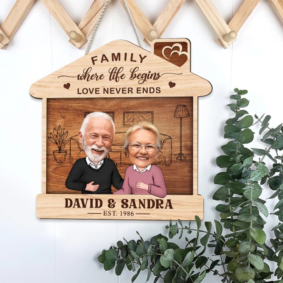 Couple Wooden Sign Family Where Life Begins And Love Never Ends - Housewarming Gifts - Custom Wooden Sign - Gift For Couples - Image 7