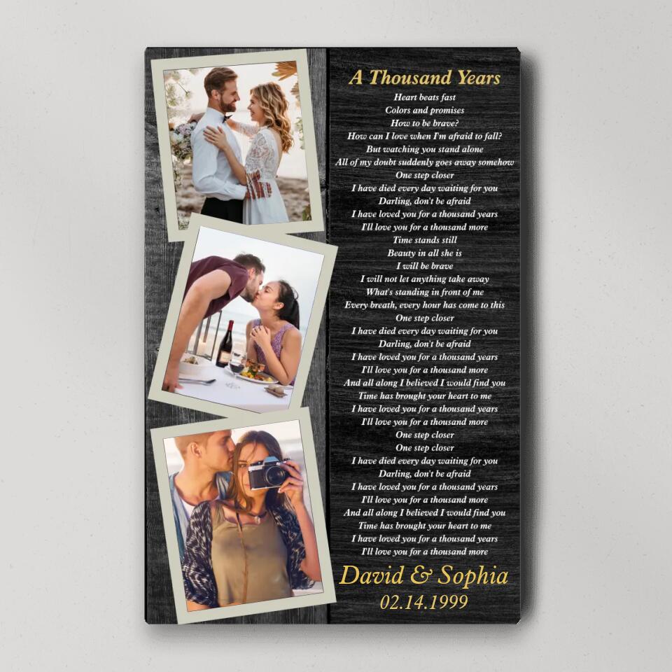 Favorite Song Lyrics And Photo Custom Canvas Poster Anniversary Gift For Couples - Image 3