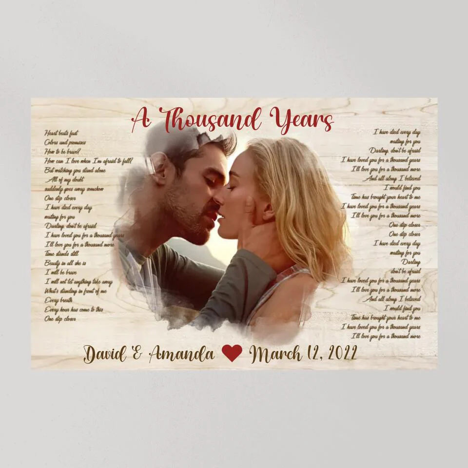 Favorite Song Lyrics Time Fade Away Photo - Custom Canvas Poster - Anniversary Gift For Couples - Image 11