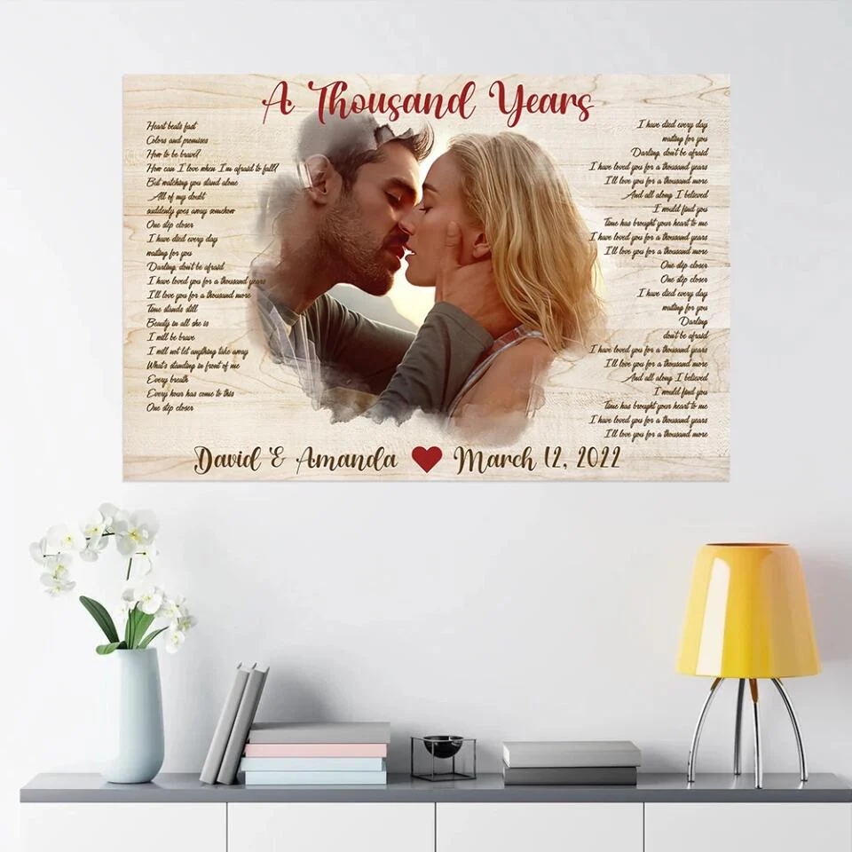 Favorite Song Lyrics Time Fade Away Photo - Custom Canvas Poster - Anniversary Gift For Couples - Image 12