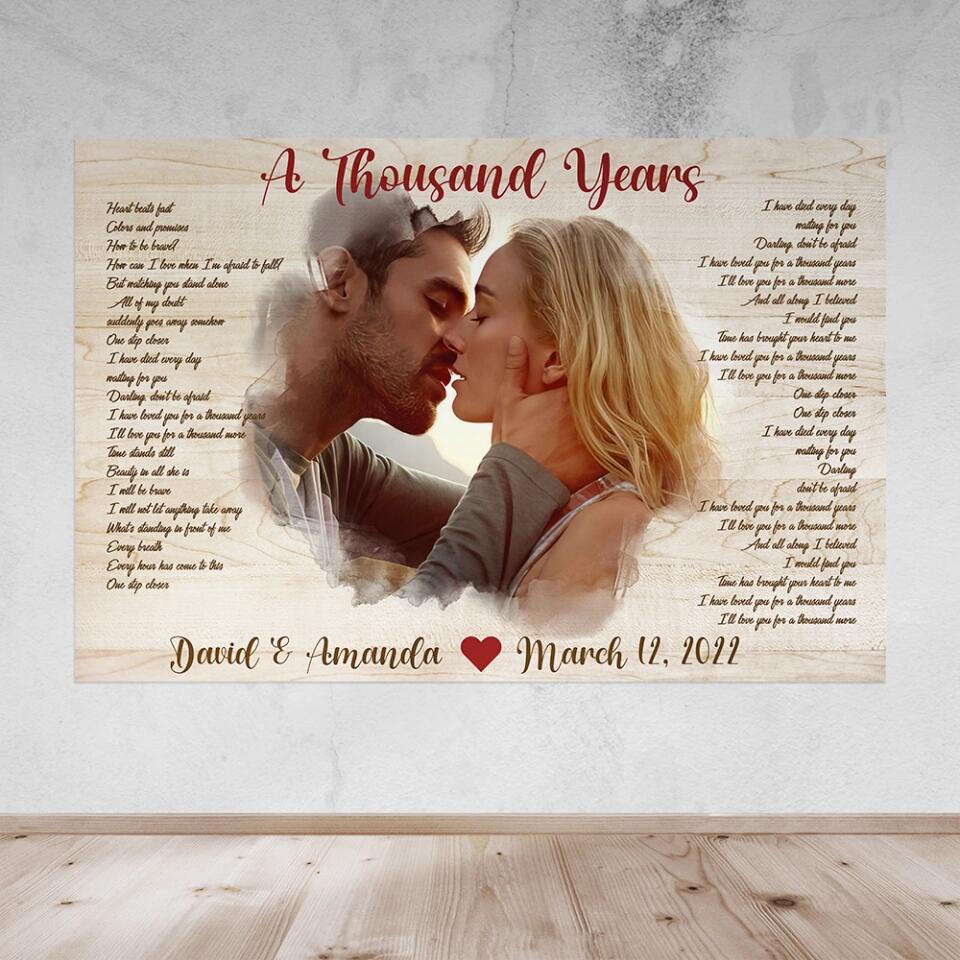 Favorite Song Lyrics Time Fade Away Photo - Custom Canvas Poster - Anniversary Gift For Couples - Image 13