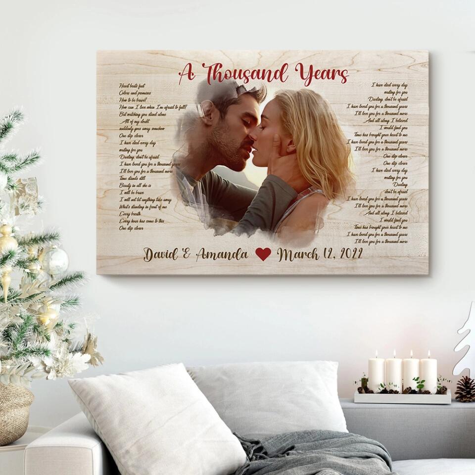 Favorite Song Lyrics Time Fade Away Photo - Custom Canvas Poster - Anniversary Gift For Couples - Image 8