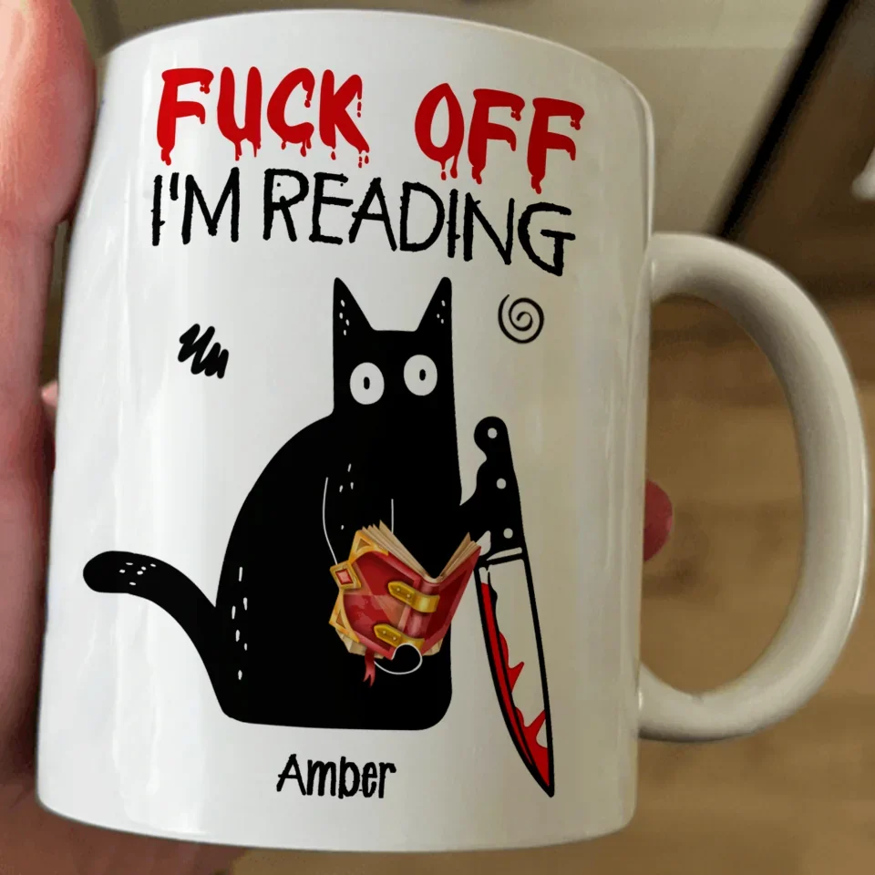 F*Ck Off I'M Reading - Funny Cat with Book - Mug Gifts For Book Lovers, Nerd, Bookworm, Librarian - Personalized Coffee Mug - Image 5