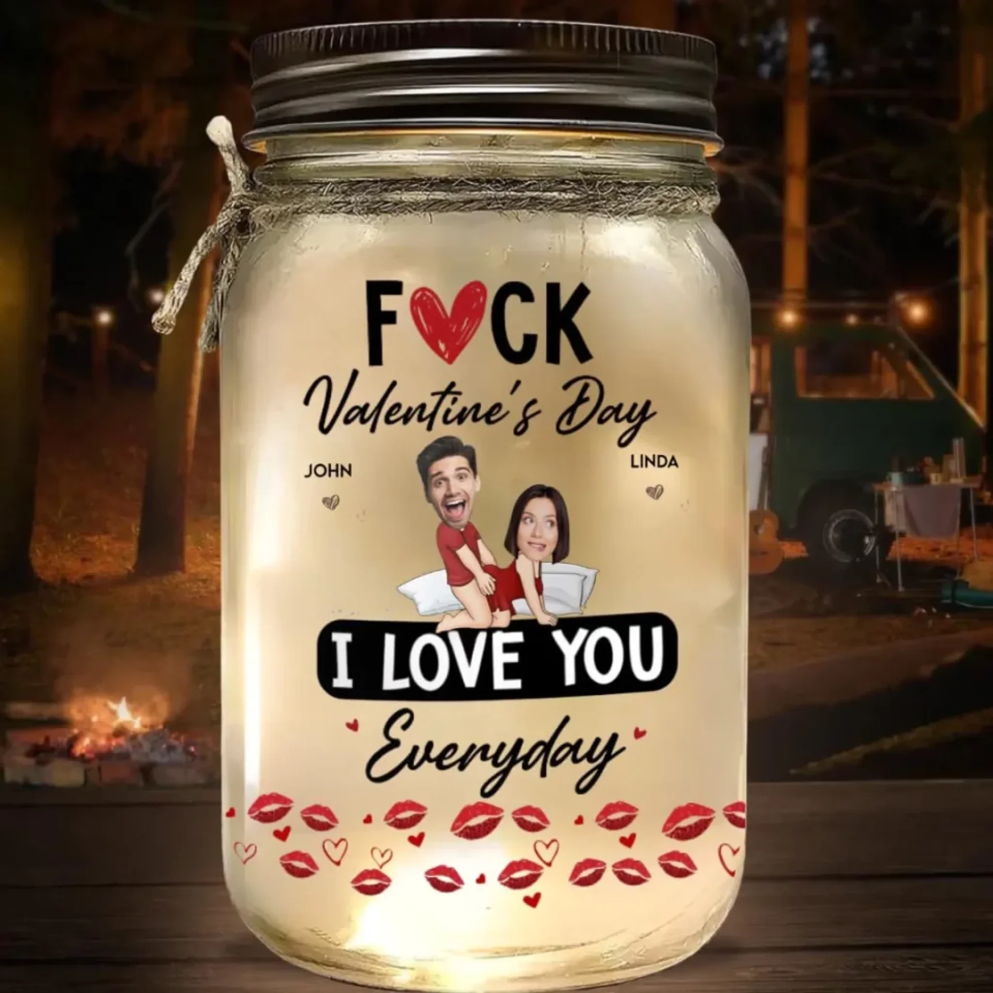 F*ck Valentine's Day I Love You Everyday - Personalized Mason Jar Light - Sexy Valentine Gifts for Couples, Him, Her - Image 5