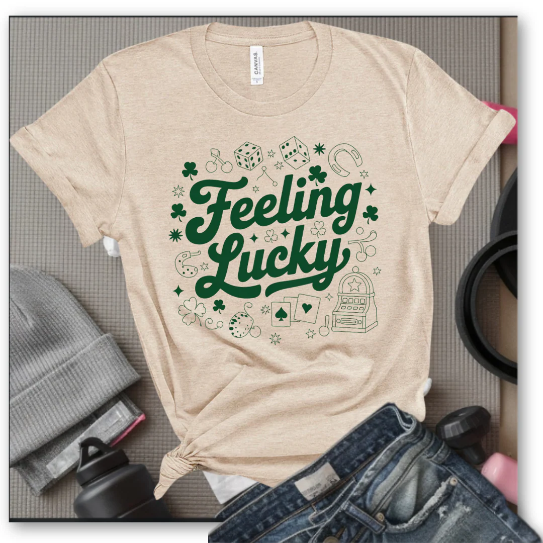Feeling Lucky - St Patricks Day T-shirt, Y2K Trendy 90's Women Tee - Coquette Tee - Unisex Shirt - Bella Canvas 3001 - Image 3