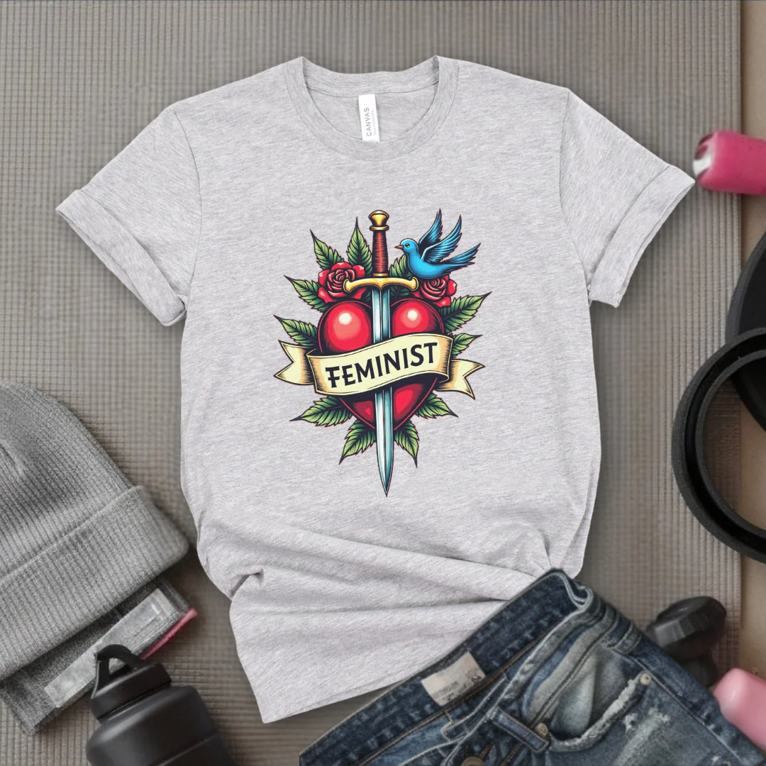 Feminist Swords and Flowers - Women Empowerment Tshirt Collection - Unisex Jersey Short Sleeve Shirt - Gift for Her - Bella Canvas 3001