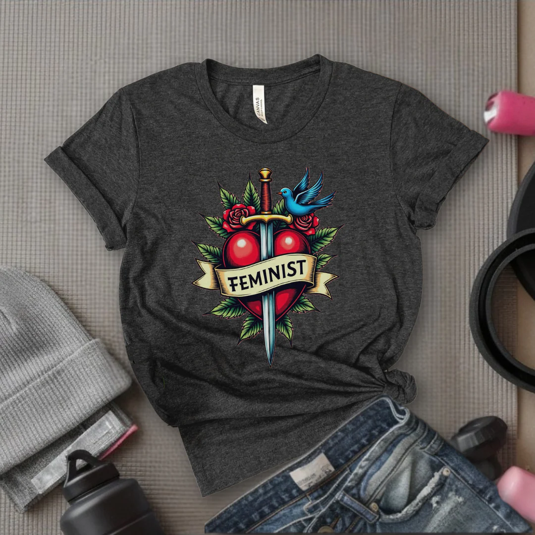 Feminist Swords and Flowers - Women Empowerment Tshirt Collection - Unisex Jersey Short Sleeve Shirt - Gift for Her - Bella Canvas 3001 - Image 2