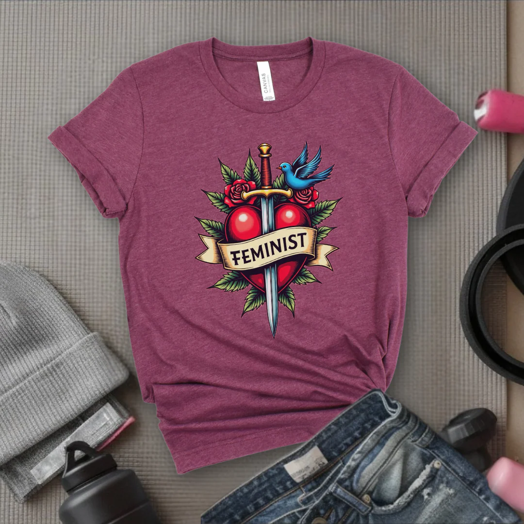 Feminist Swords and Flowers - Women Empowerment Tshirt Collection - Unisex Jersey Short Sleeve Shirt - Gift for Her - Bella Canvas 3001 - Image 3