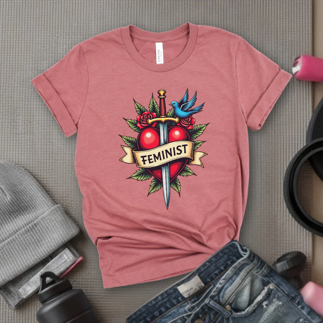 Feminist Swords and Flowers - Women Empowerment Tshirt Collection - Unisex Jersey Short Sleeve Shirt - Gift for Her - Bella Canvas 3001 - Image 4