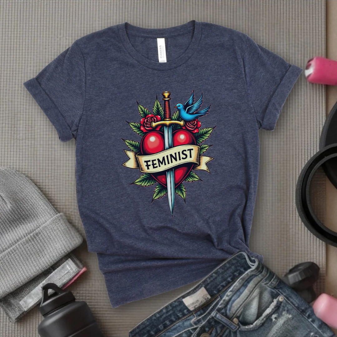 Feminist Swords and Flowers - Women Empowerment Tshirt Collection - Unisex Jersey Short Sleeve Shirt - Gift for Her - Bella Canvas 3001 - Image 5