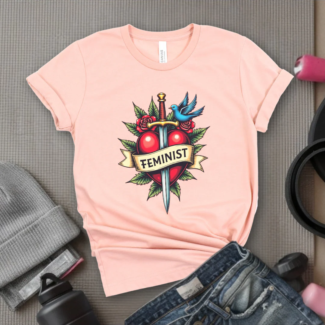 Feminist Swords and Flowers - Women Empowerment Tshirt Collection - Unisex Jersey Short Sleeve Shirt - Gift for Her - Bella Canvas 3001 - Image 6