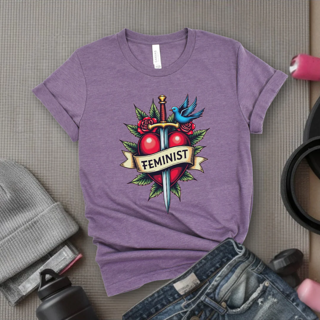 Feminist Swords and Flowers - Women Empowerment Tshirt Collection - Unisex Jersey Short Sleeve Shirt - Gift for Her - Bella Canvas 3001 - Image 7