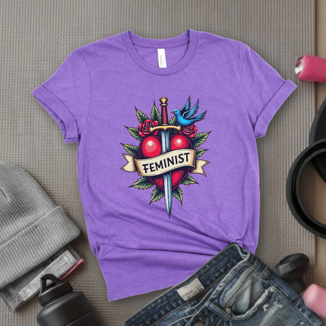 Feminist Swords and Flowers - Women Empowerment Tshirt Collection - Unisex Jersey Short Sleeve Shirt - Gift for Her - Bella Canvas 3001 - Image 9