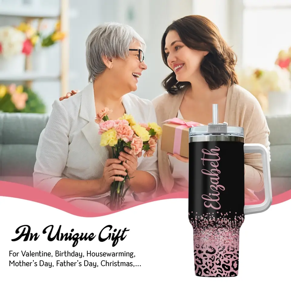 Fifty & Fabulous - 50th Birthday Gift for Women, Mom - 40oz Tumbler with Handle - Tumbler Cup Gifts - Image 4