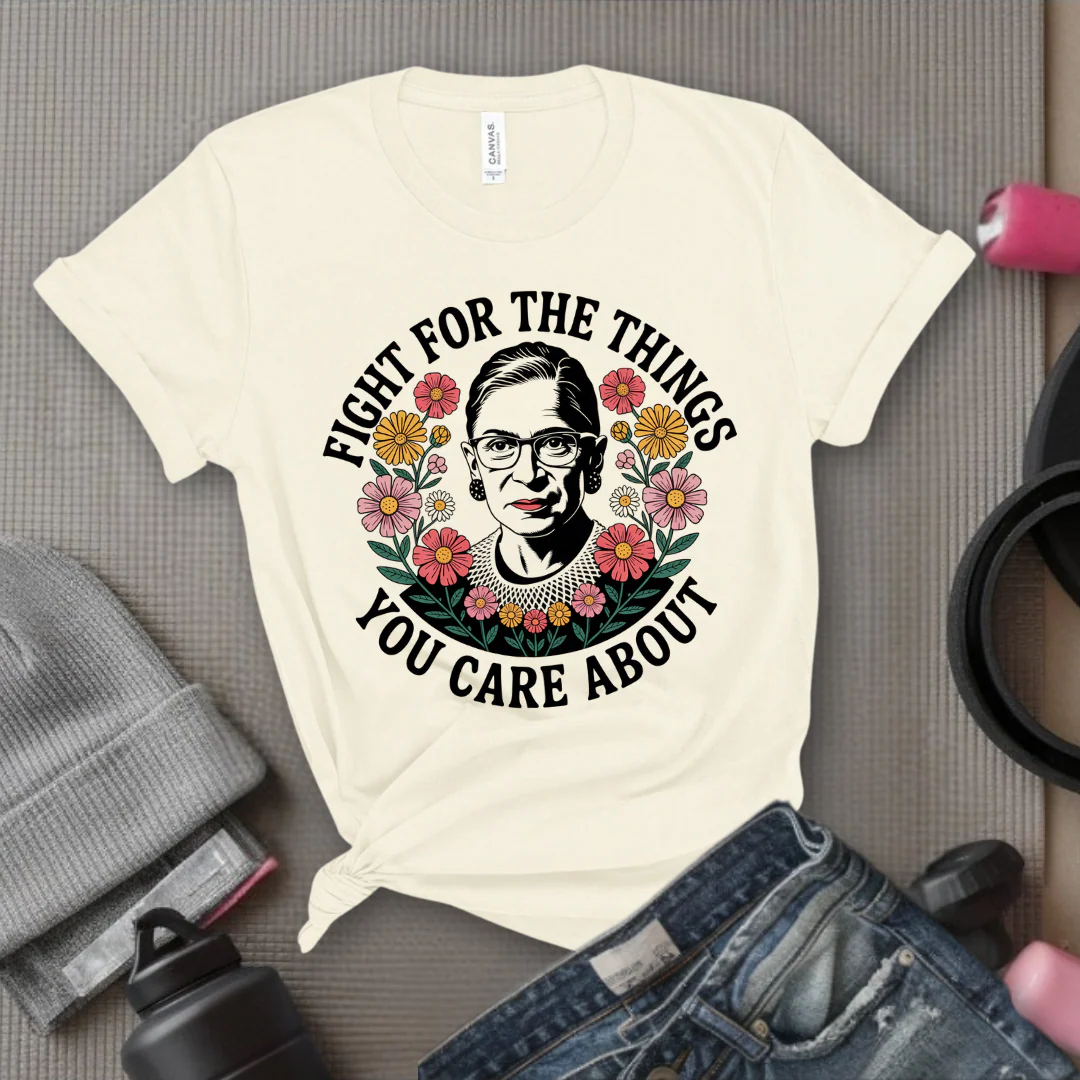 Fight For The Things You Care About V3- Women Empower Feminist Tee - Bella Canvas 3001 - Image 3