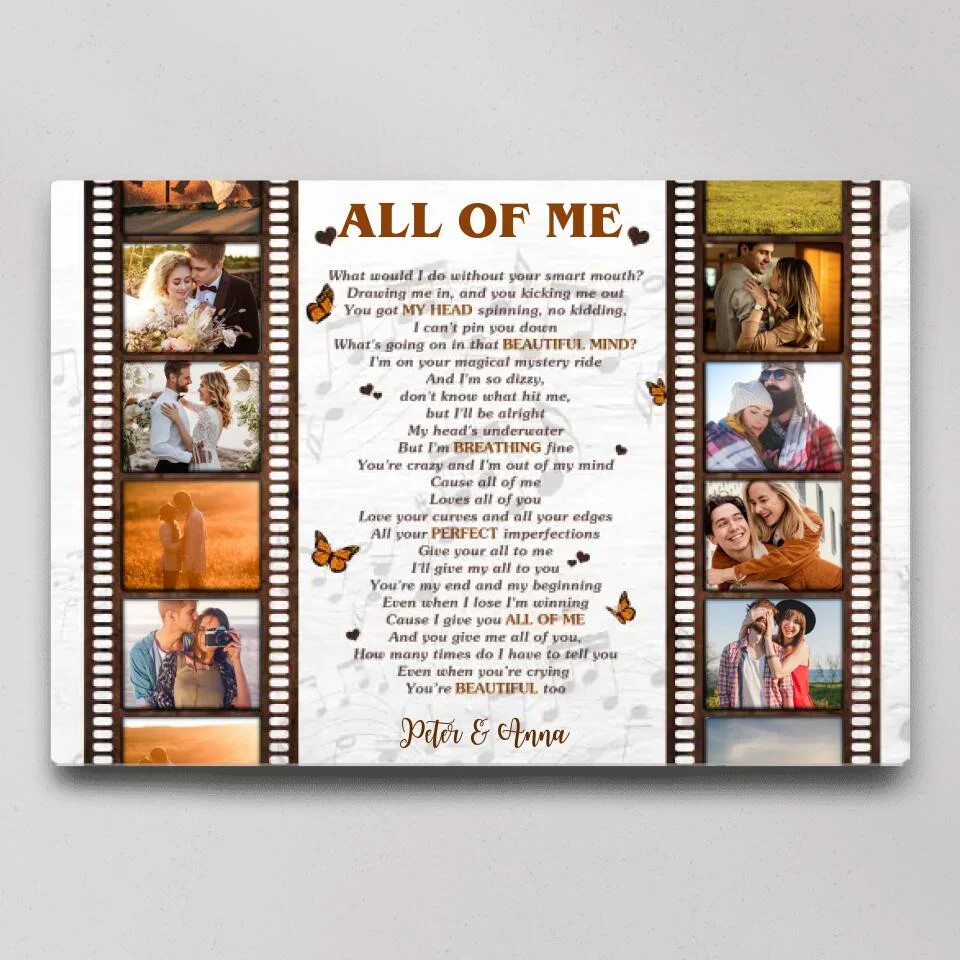 Film Role And Favorite Song Lyrics Custom Canvas Poster Anniversary Gift For Couples - Image 2