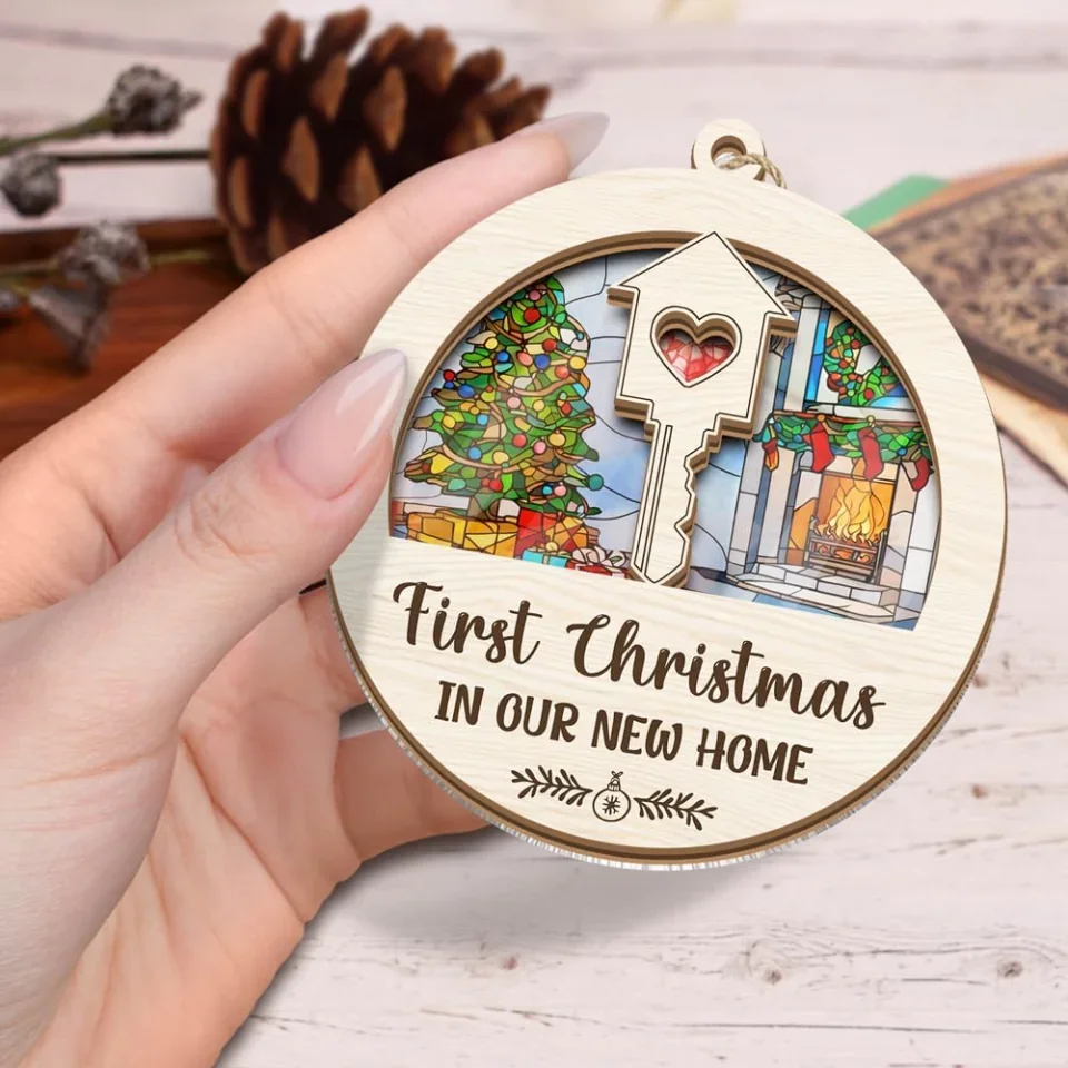 First Christmas In Our New Home - 2-Layer Wooden Ornament - Housewarming Gifts Gift For Christmas Gift For Couples - Image 2