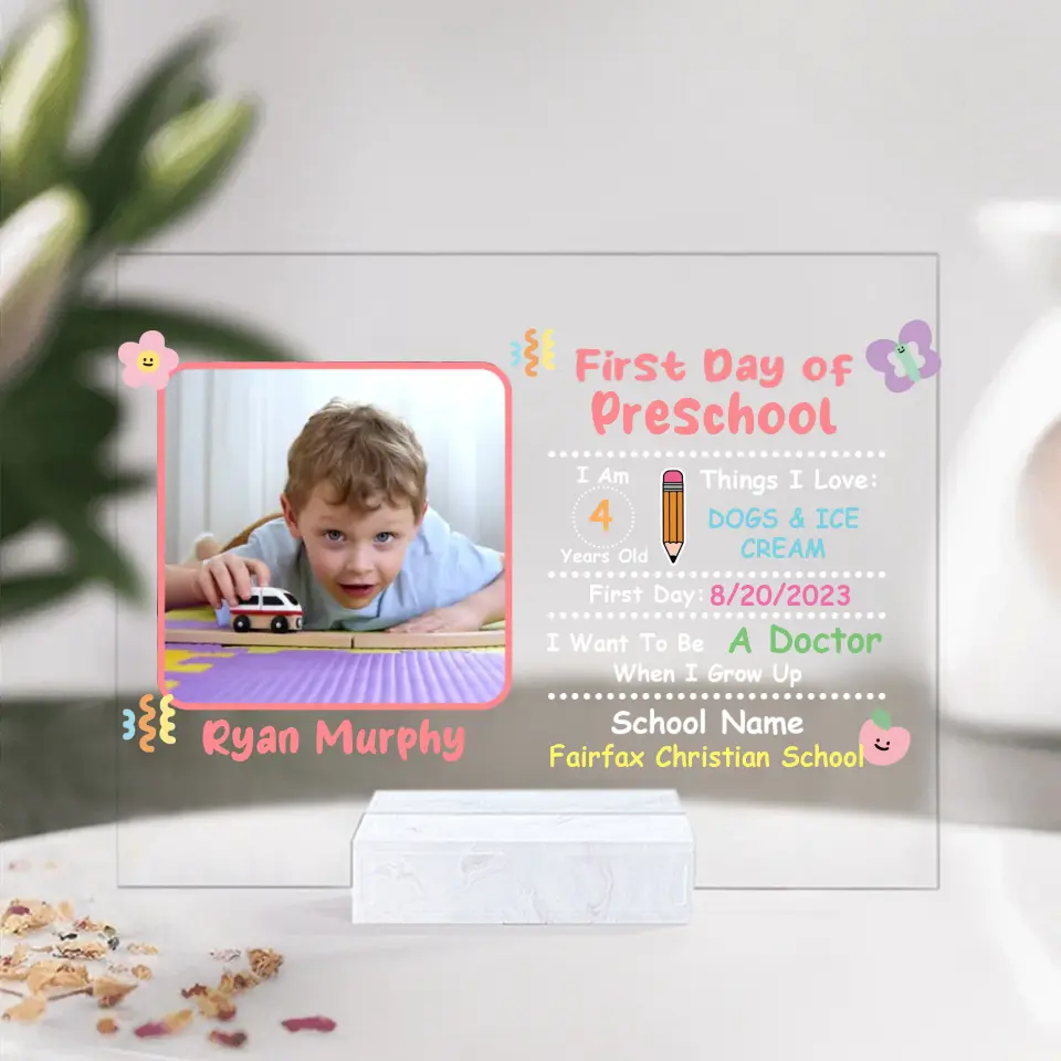 First Day Of School Acrylic Plaque With Base Gift For Kids - Image 2