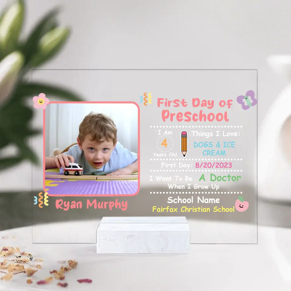 First Day Of School Acrylic Plaque With Base Gift For Kids - Image 3