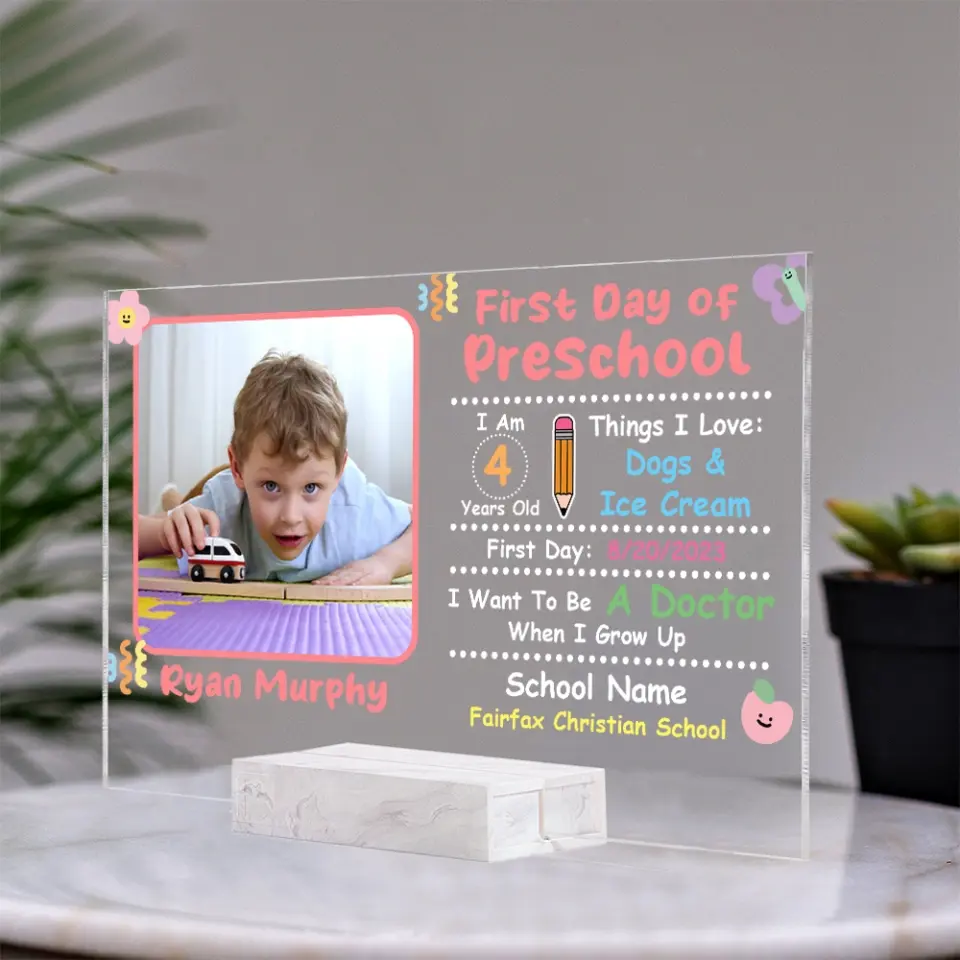First Day Of School Acrylic Plaque With Base Gift For Kids - Image 4