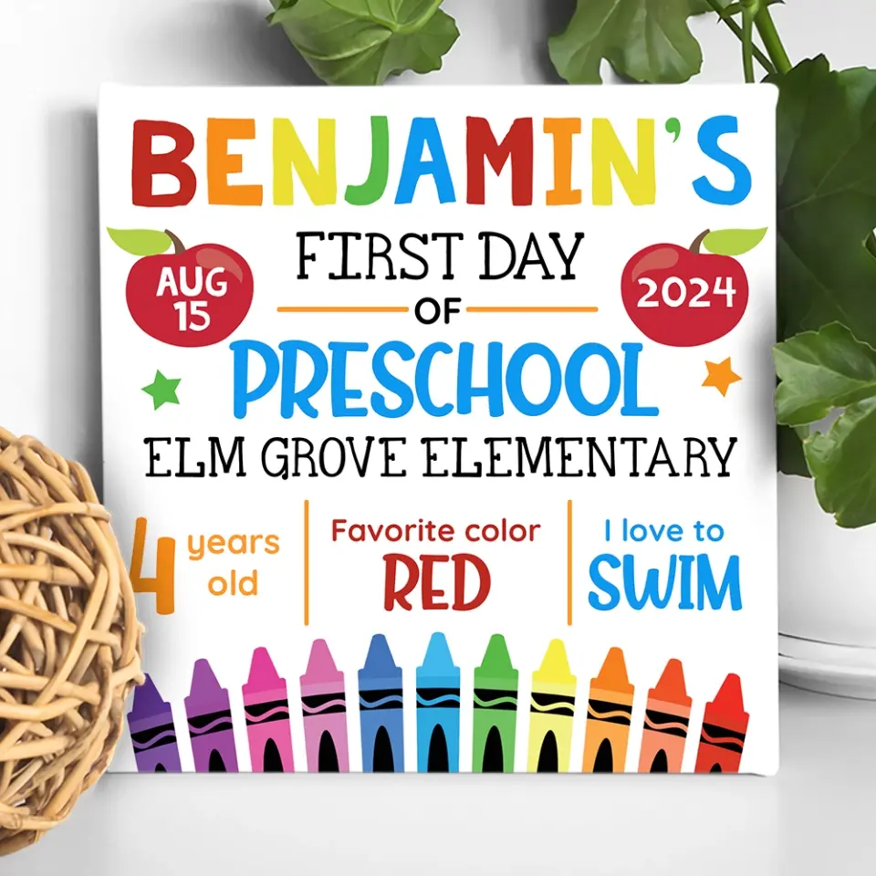 First Day of School With Favorite - Back To School Square Canvas Poster - Image 4