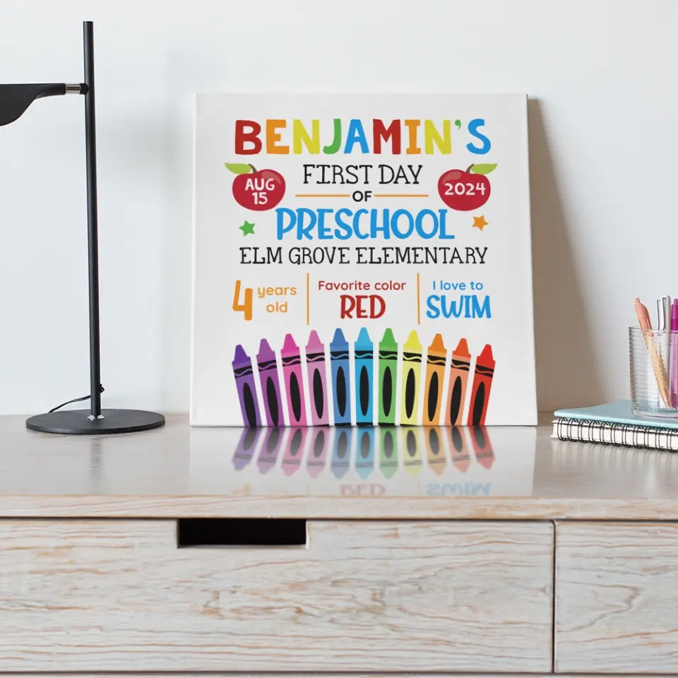 First Day of School With Favorite - Back To School Square Canvas Poster - Image 5