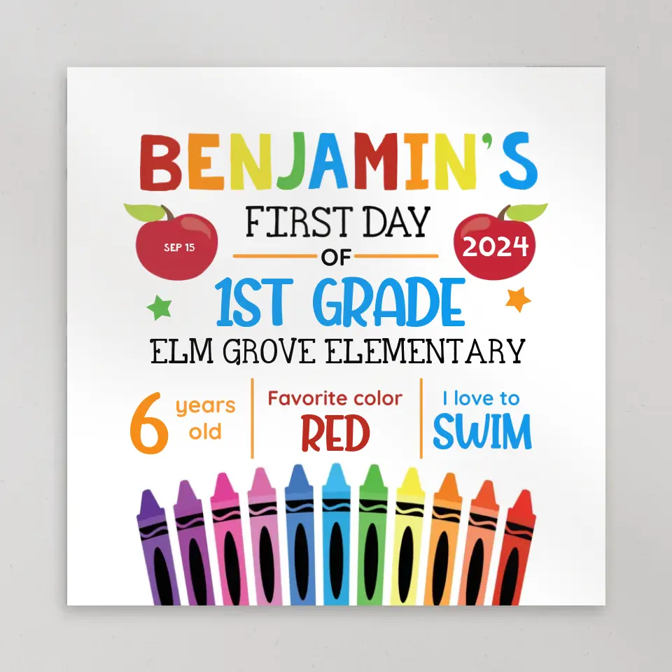 First Day of School With Favorite - Back To School Square Canvas Poster - Image 7