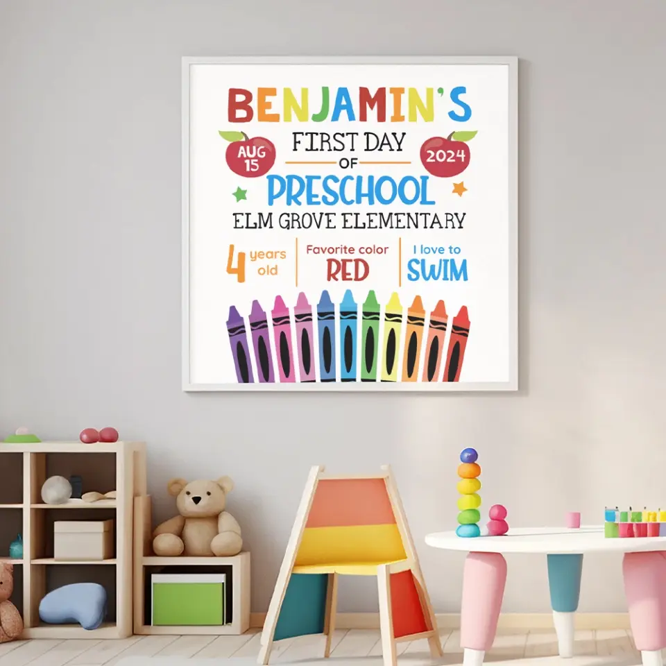First Day of School With Favorite - Back To School Square Canvas Poster - Image 9